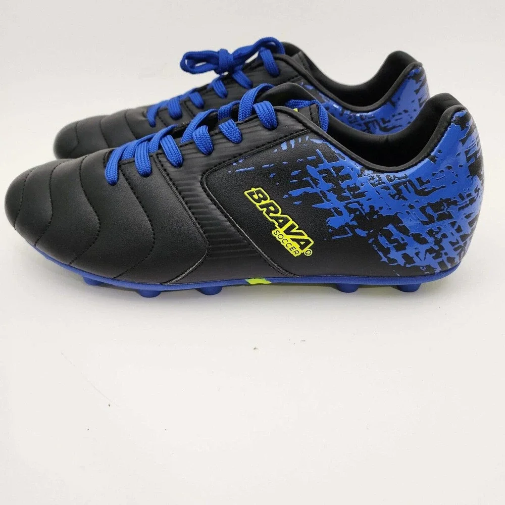 Brava Soccer Futbol Cleats Youth Boys Size 5.5D Blue Black Yellow Lace Up 160464 - Picture 9 of 11